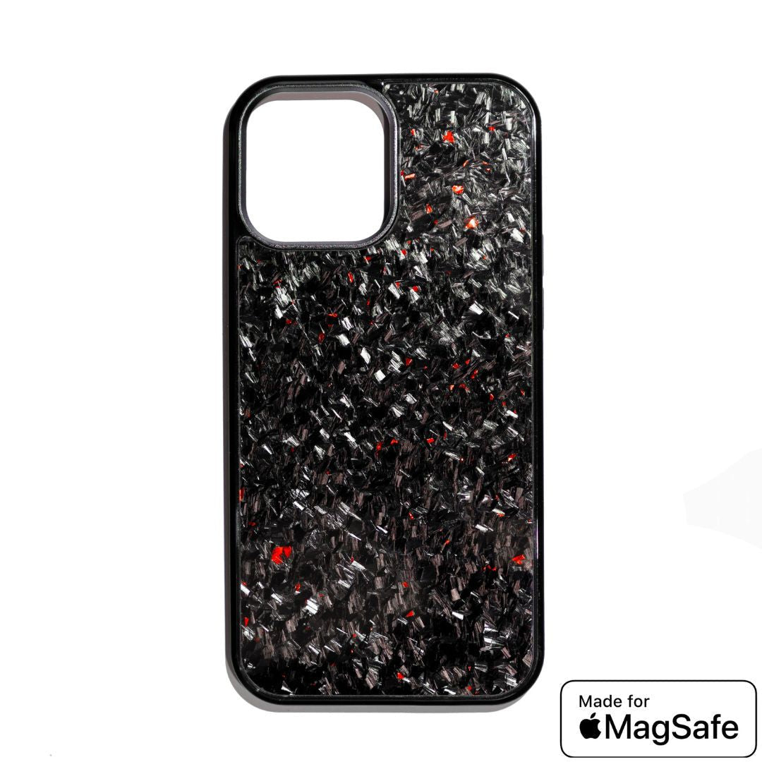 iPhone ForgedArmor™ Real Forged Carbon Fiber Case – Ruby Red with MagSafe