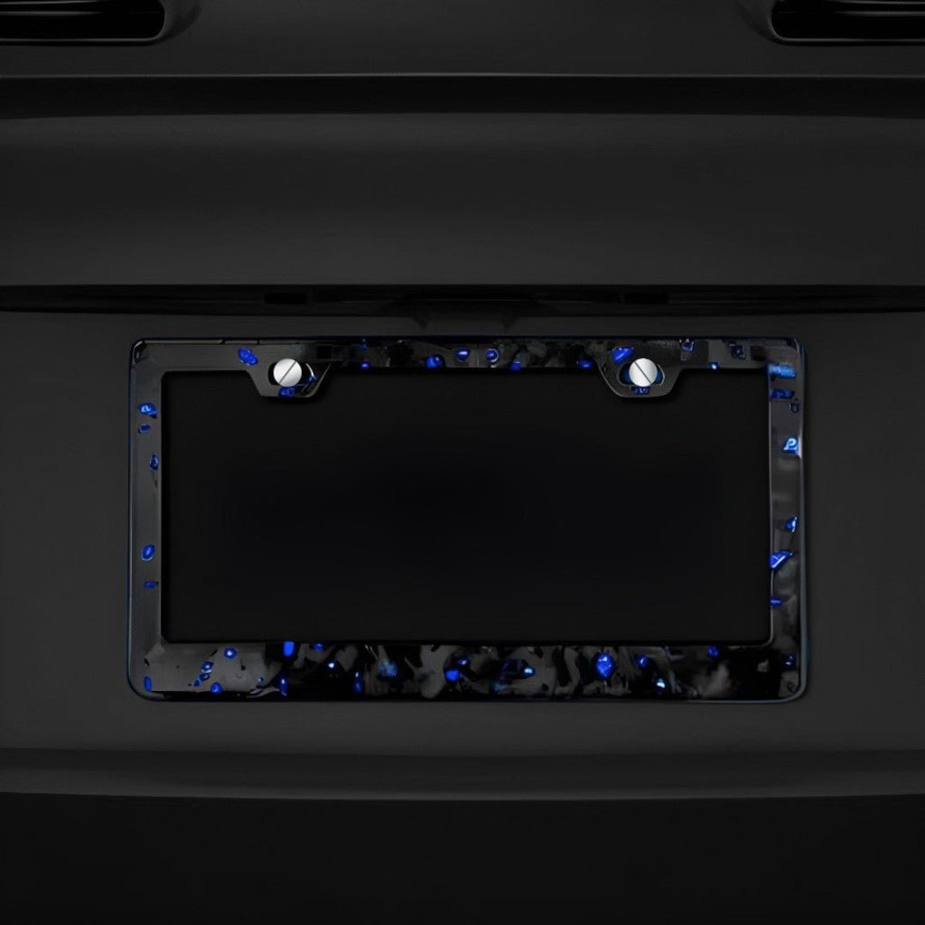 Forged Carbon Fiber License Plate - Blue Forged